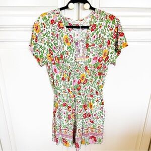 Bela & Nuni Women’s Gardenia Floral Romper Shorts Jumpsuit Playsuit NWT Size Med